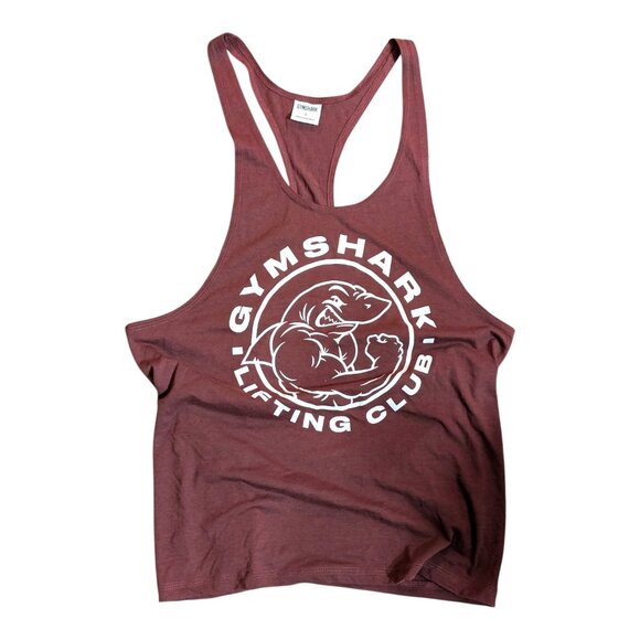 GYMSHARK Burgundy Lifting Club Stringer Tank Top Shirt Men's Size Large L - Picture 1 of 5